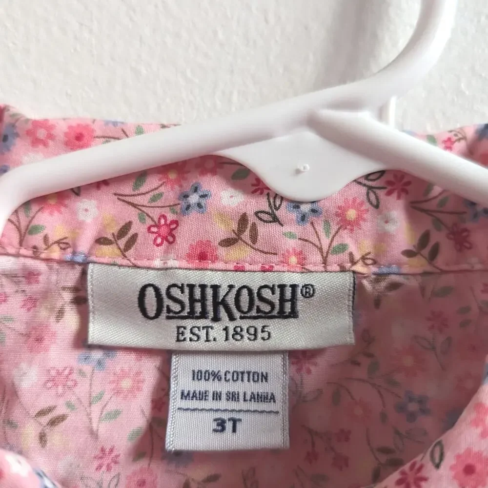 Vtg Y2K Oshkosh Western Floral Button Down Girls 3T Shirt Pink Cottagecore